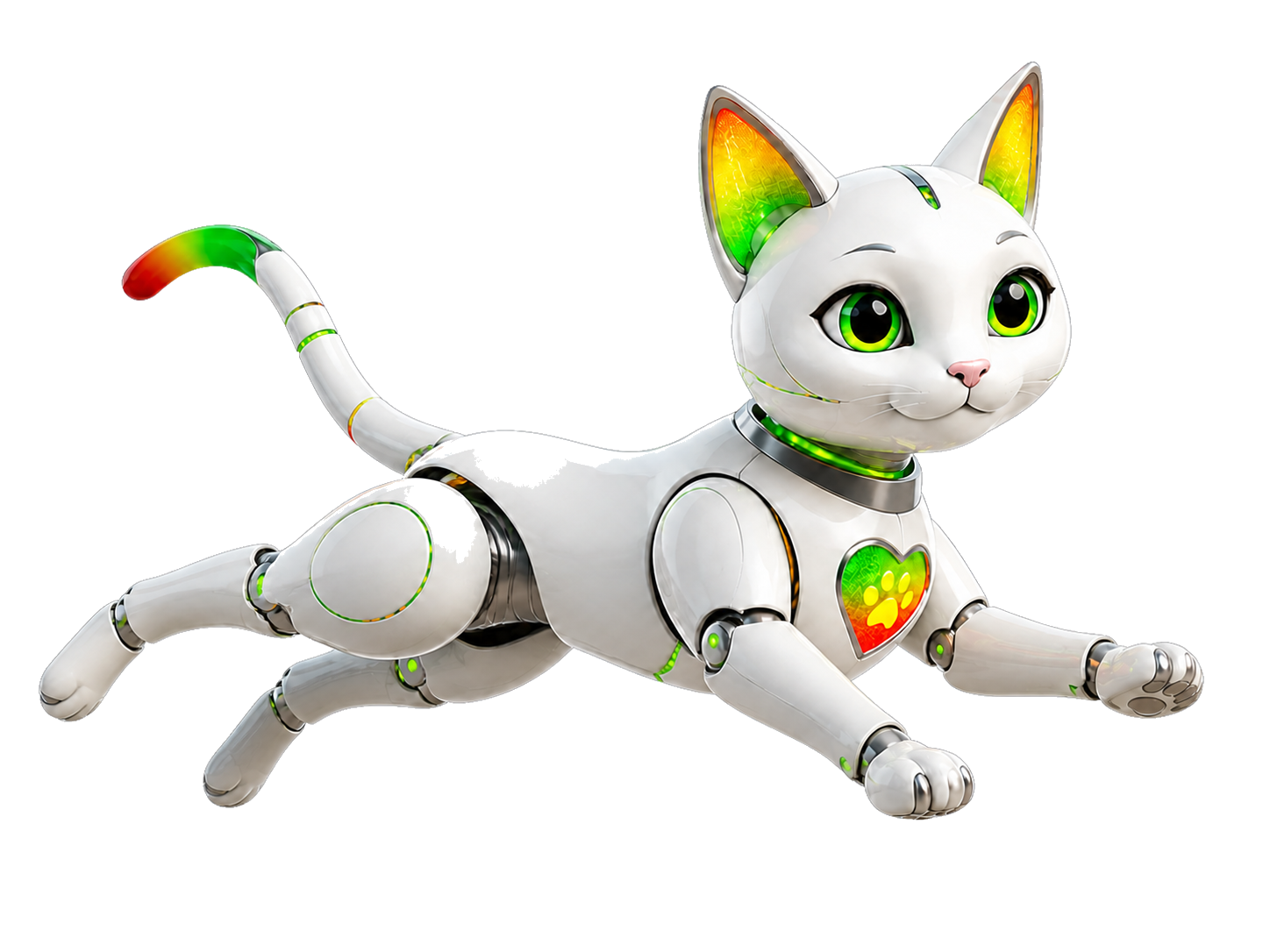 Robot kucing Max Cat Dog berlari, simbol pet-care dengan artificial intelligence